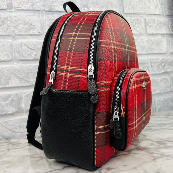 Coach Court Backpack With Tartan Plaid Print - Picture 4 of 16